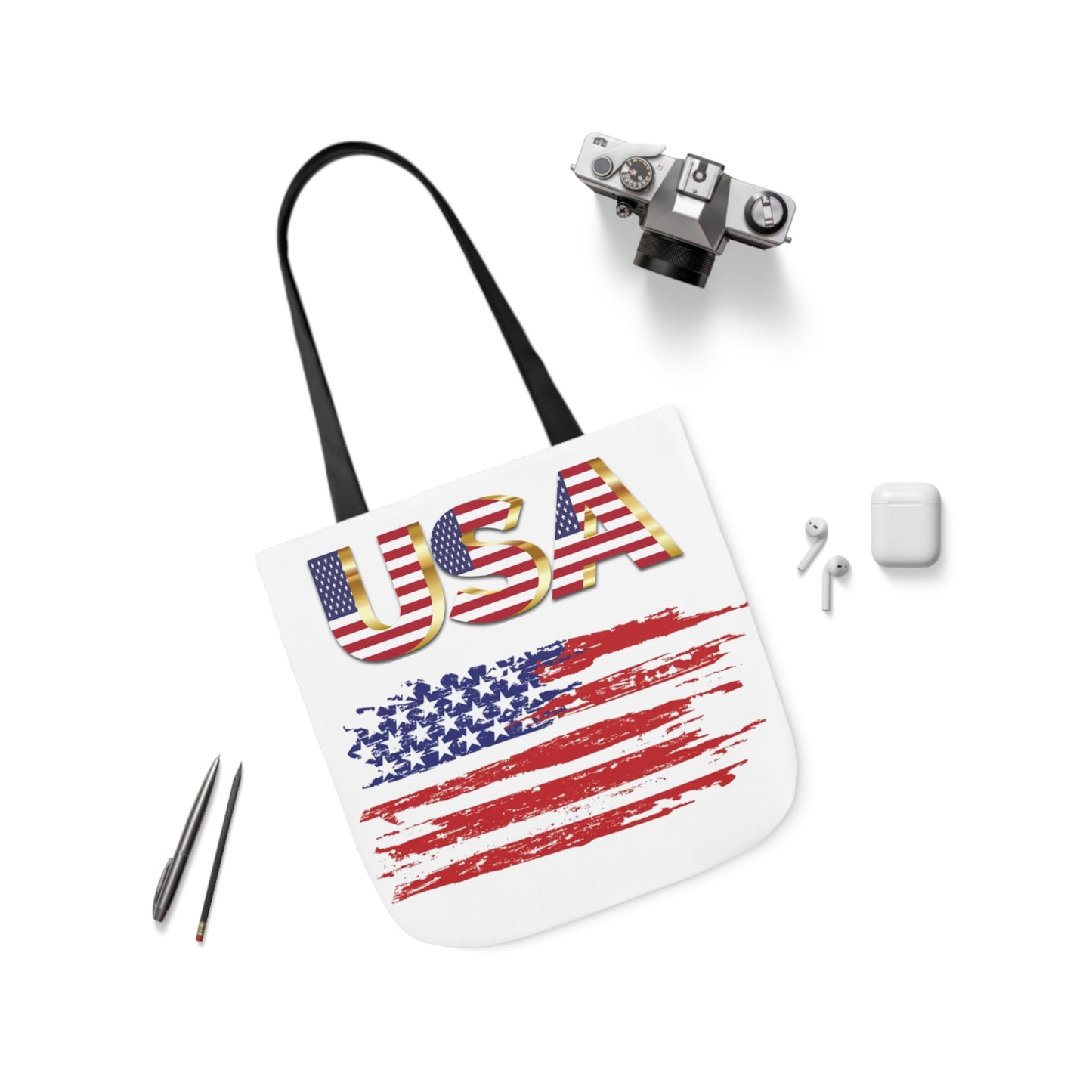 American - Canvas Tote Bag, 5-Color Straps - Patriotic