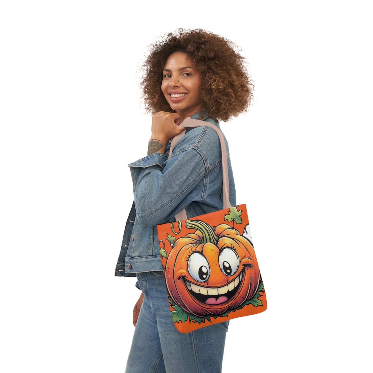 Happy Pumpkin - Canvas Tote Bag, 5-Color Straps - Halloween