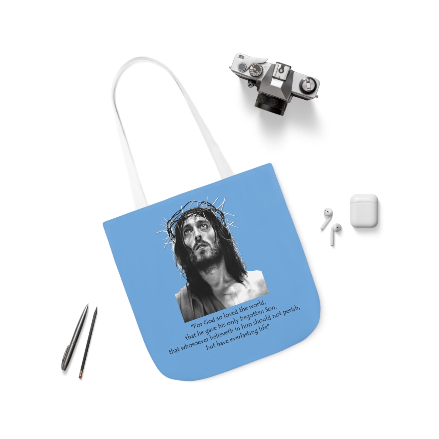 John 3:16 - Canvas Tote Bag, 5-Color Straps - Religion - Easter