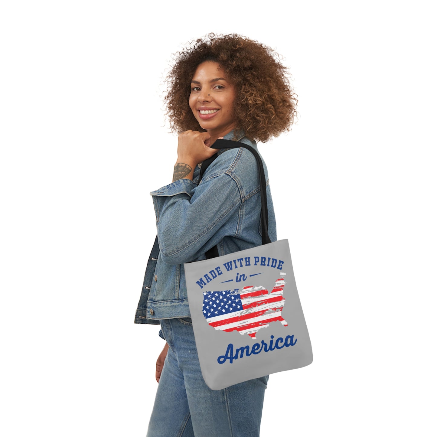 Made with Pride - Canvas Tote Bag, 5-Color Straps - Patriotic