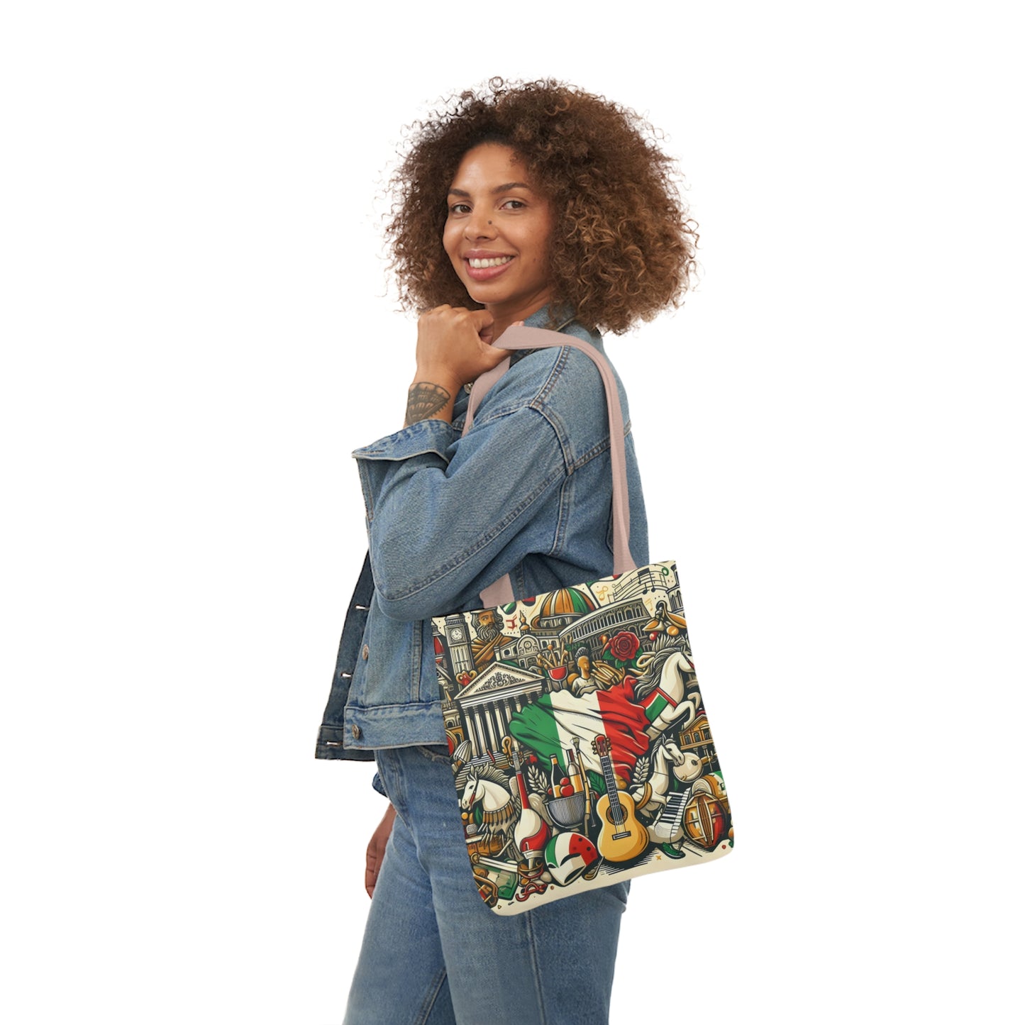 Italian Mural - Canvas Tote Bag, 5-Color Straps