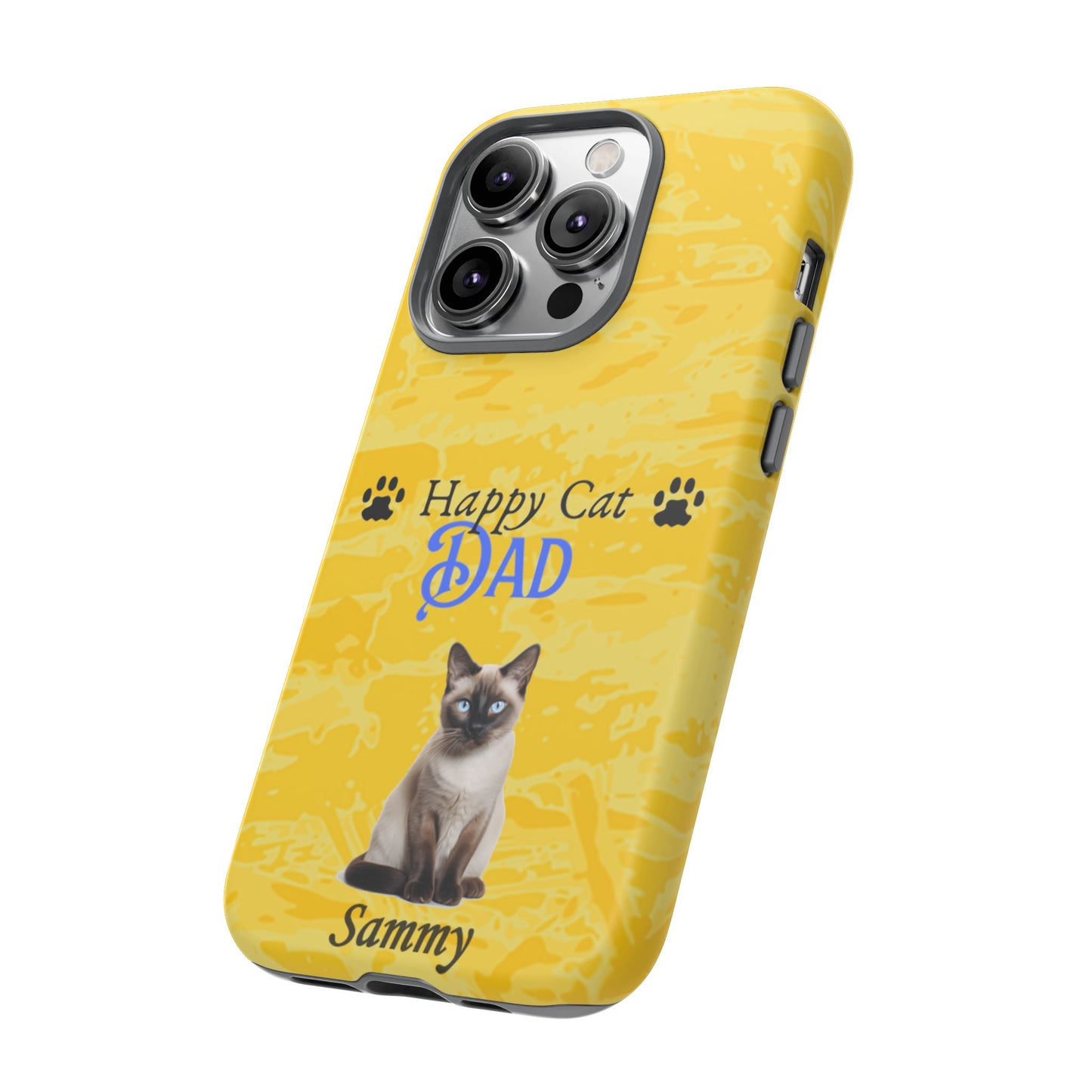 Happy Cat Dad - Personalized - Whimsical Phone Cases - Father's Day