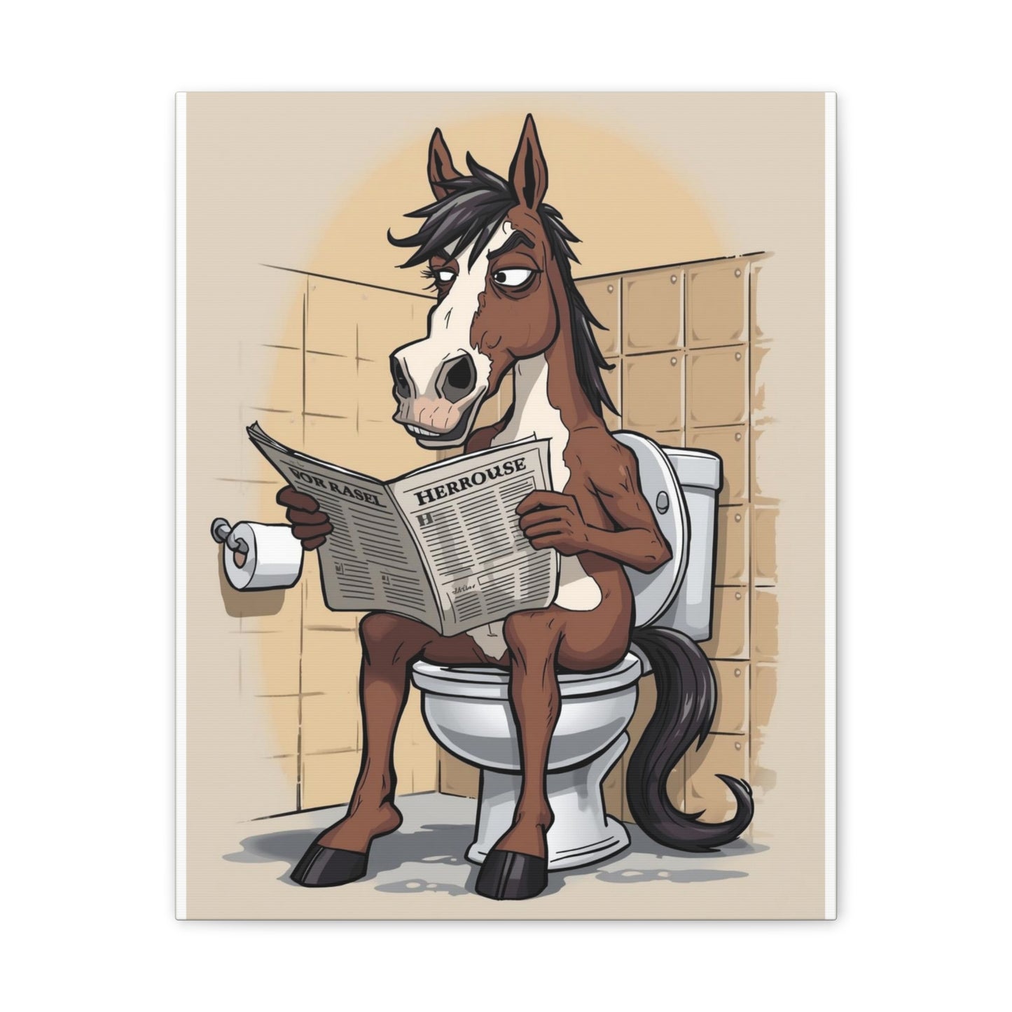 Horse on the can - Canvas Stretched, 0.75" - Wall Art 2026 - Bathroom Humor