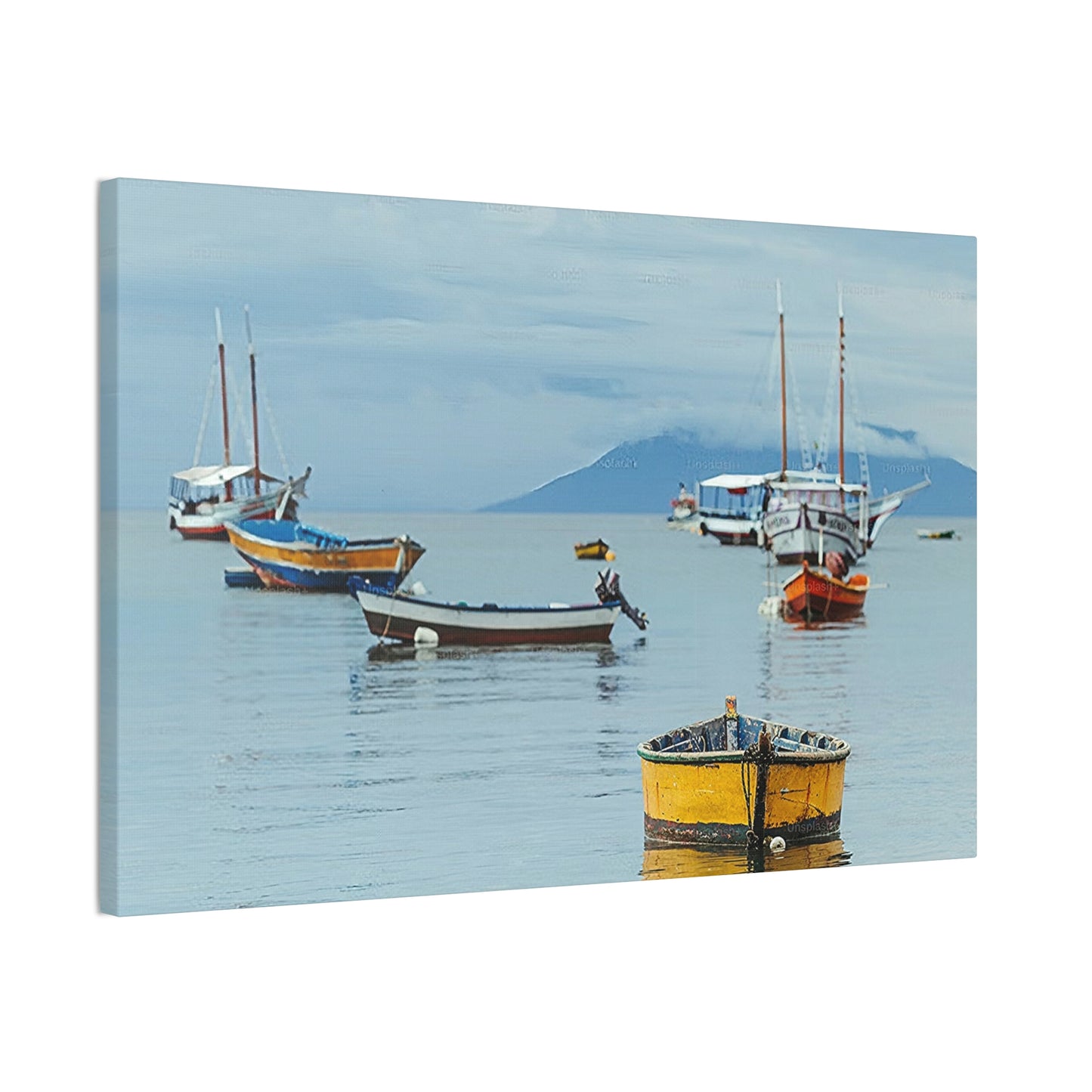 Boats in Harbor _ Canvas Stretched, 0.75"