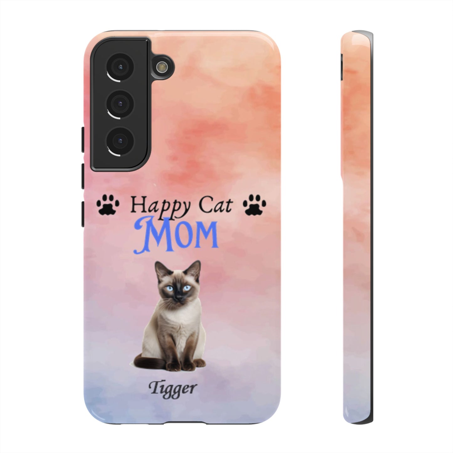 Happy Cat Mom - Personalized - Whimsical Phone Cases - Mother's Day