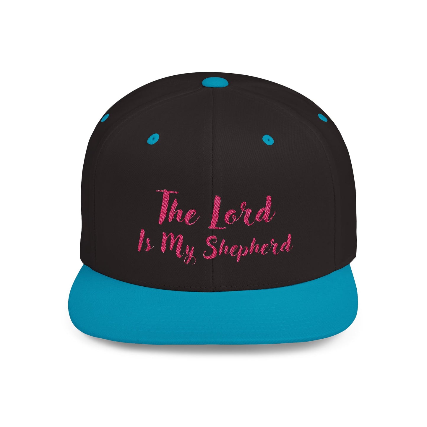 The Lord is My Shepherd - Pink - Embroidered - Flat Bill Snapback - Base Ball Cap - Easter - Mother's Day - Father's Day