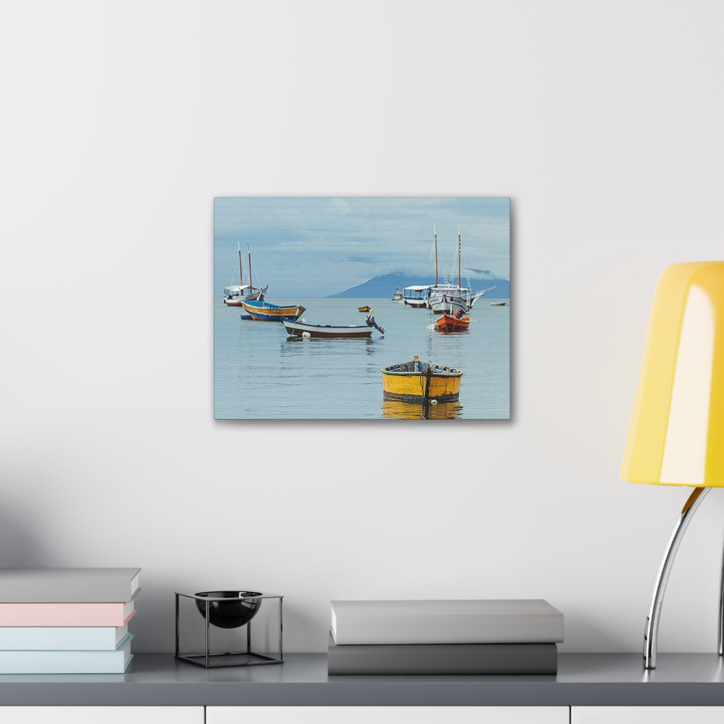 Boats in Harbor _ Canvas Stretched, 0.75"