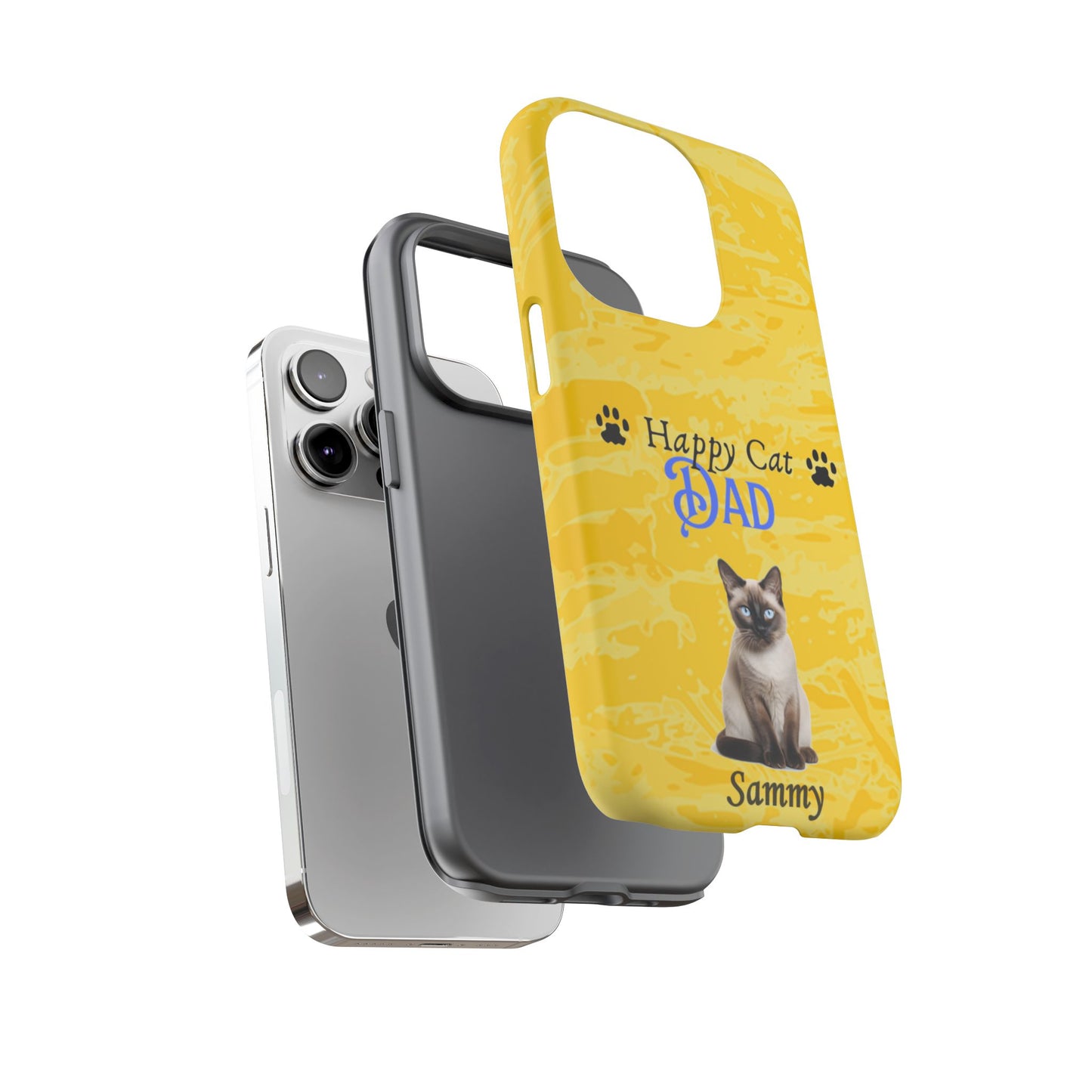 Happy Cat Dad - Personalized - Whimsical Phone Cases - Father's Day