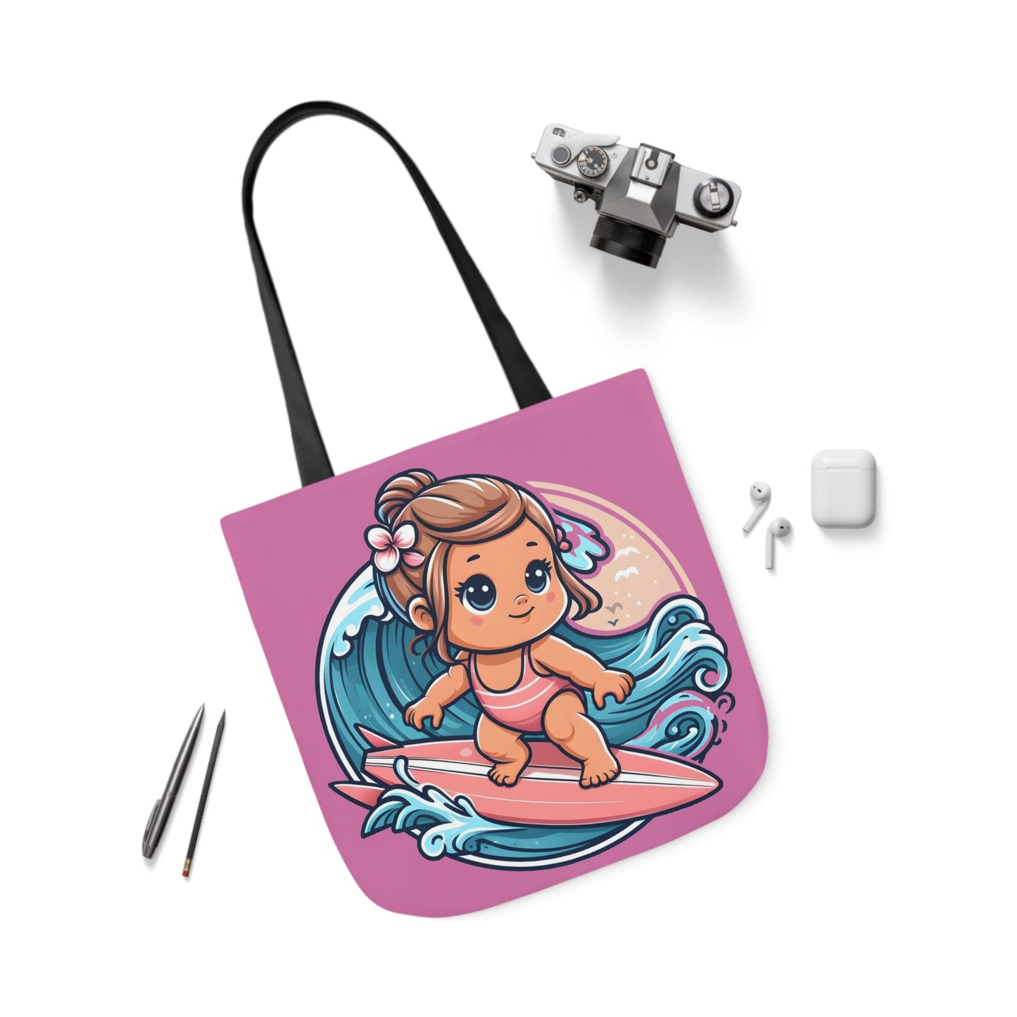 Little Surfer - Canvas Tote Bag, 5-Color Straps