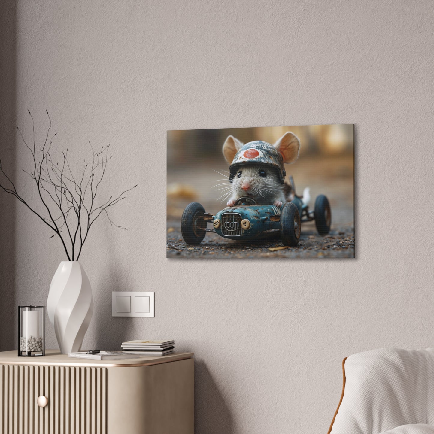 Mouse Racer - Canvas Stretched, 0.75"