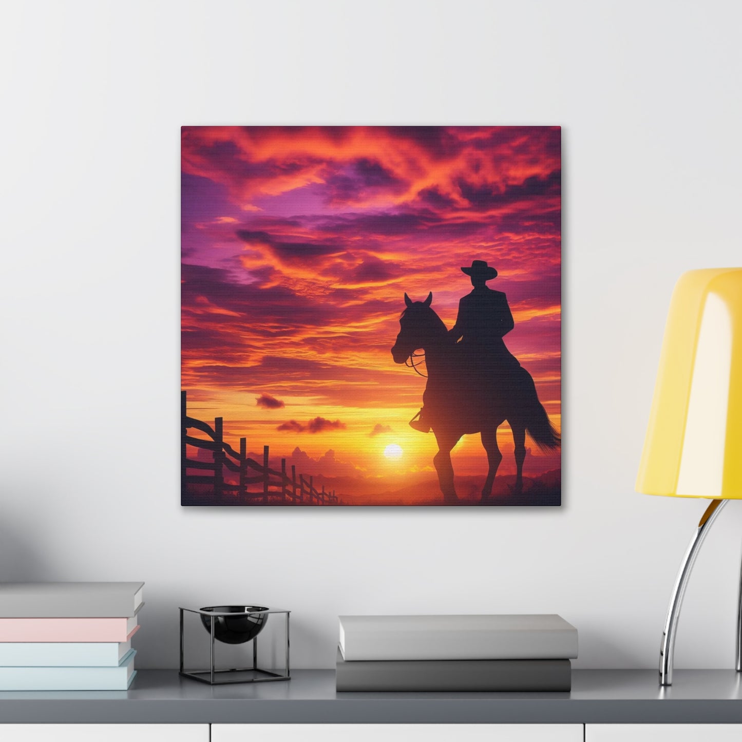 Cowboy in the Sunset - Canvas Stretched, 0.75"