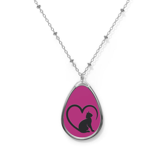 Cat - Oval Necklace- Mother's Day - Jewelry