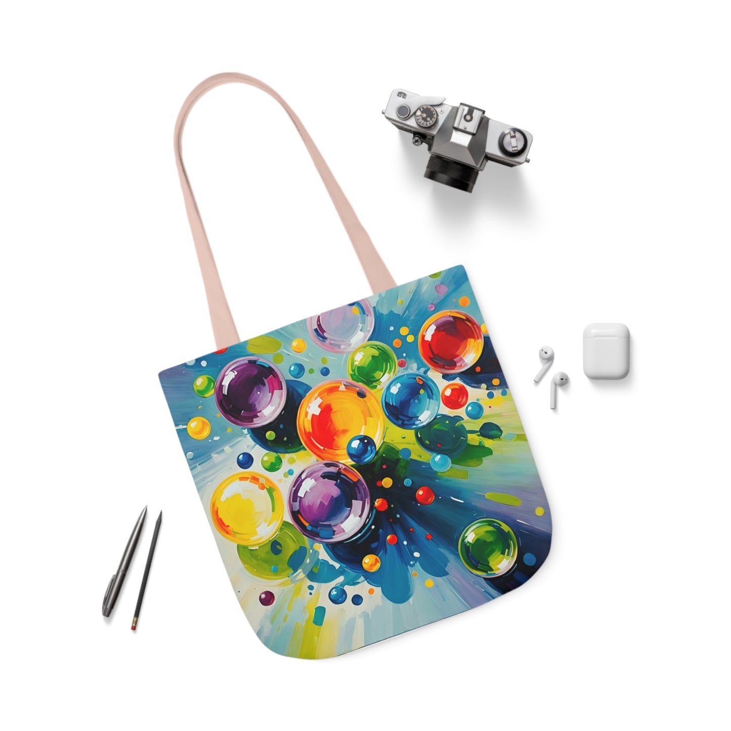 Colored Balls - Canvas Tote Bag, 5-Color Straps