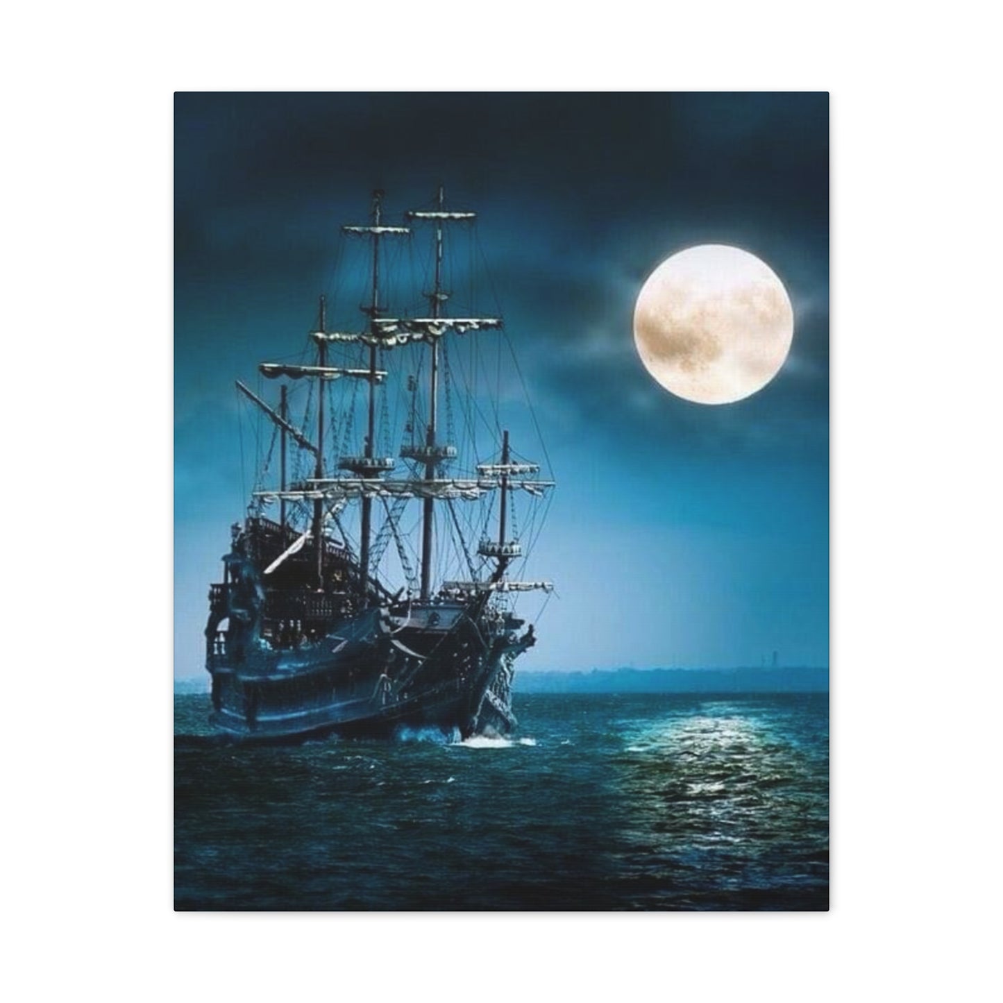 At Sea by Moonlight - Canvas Stretched, 0.75"