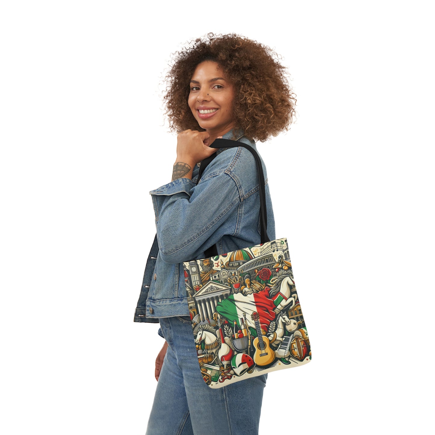 Italian Mural - Canvas Tote Bag, 5-Color Straps