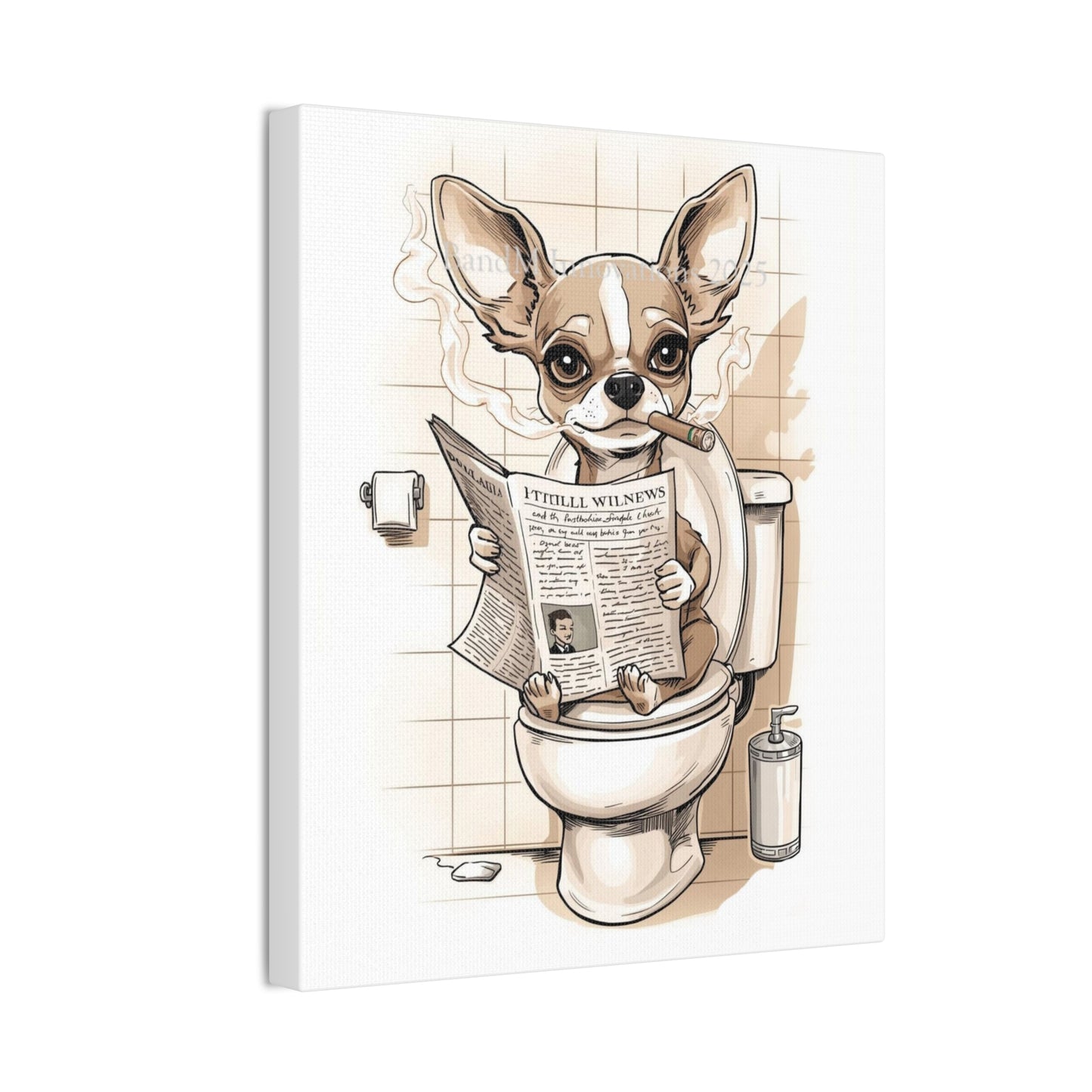 Chihuahua Reading the Paper - Canvas Stretched, 0.75" - Wall Art 2026 - Bathroom Humor