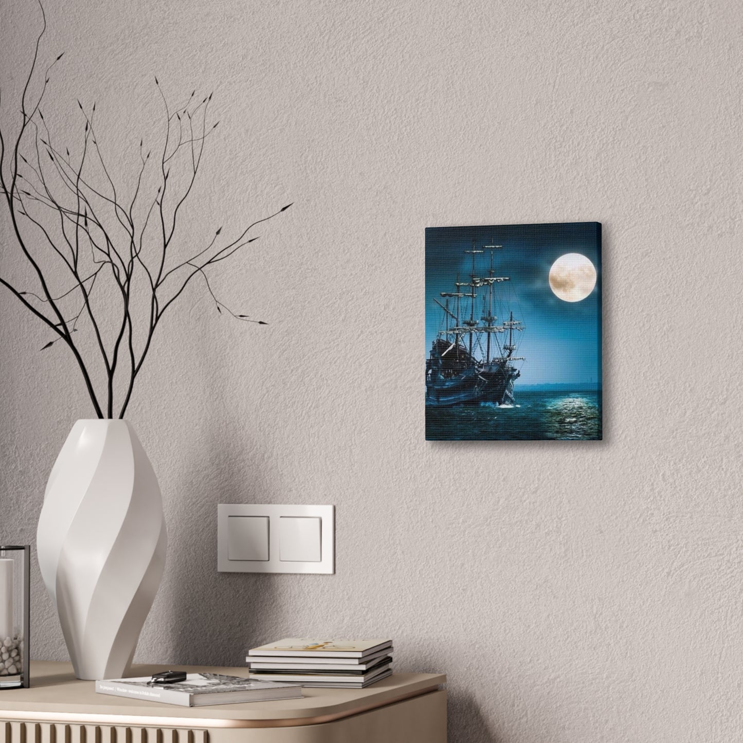 At Sea by Moonlight - Canvas Stretched, 0.75"