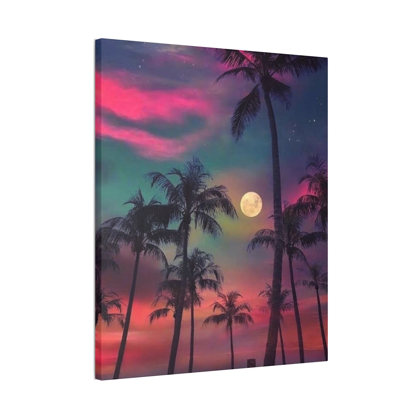 Moon Rise Palms - Canvas Stretched, 0.75"