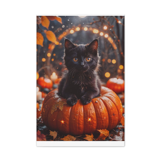 Kitty in Pumkin - Canvas Stretched, 0.75" - Halloween