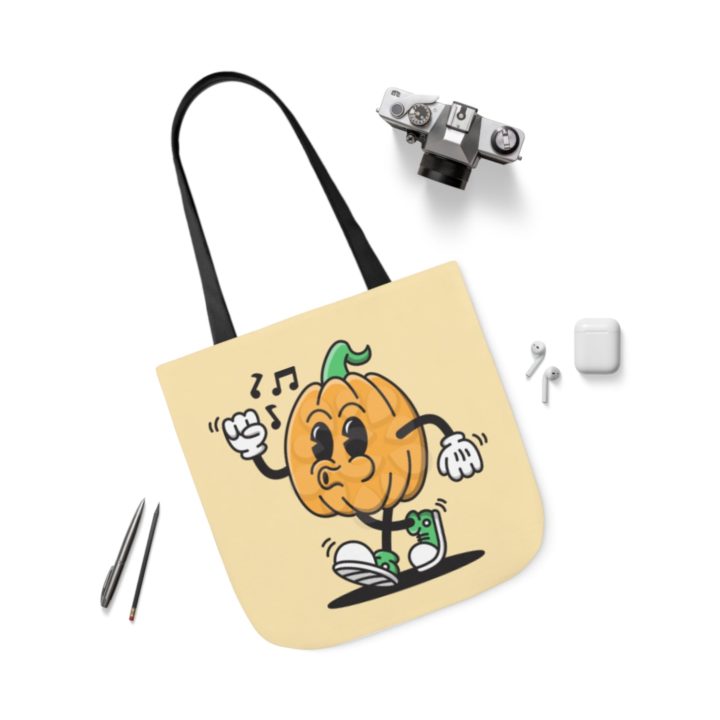 Happy Pumpkin - Canvas Tote Bag, 5-Color Straps - Halloween