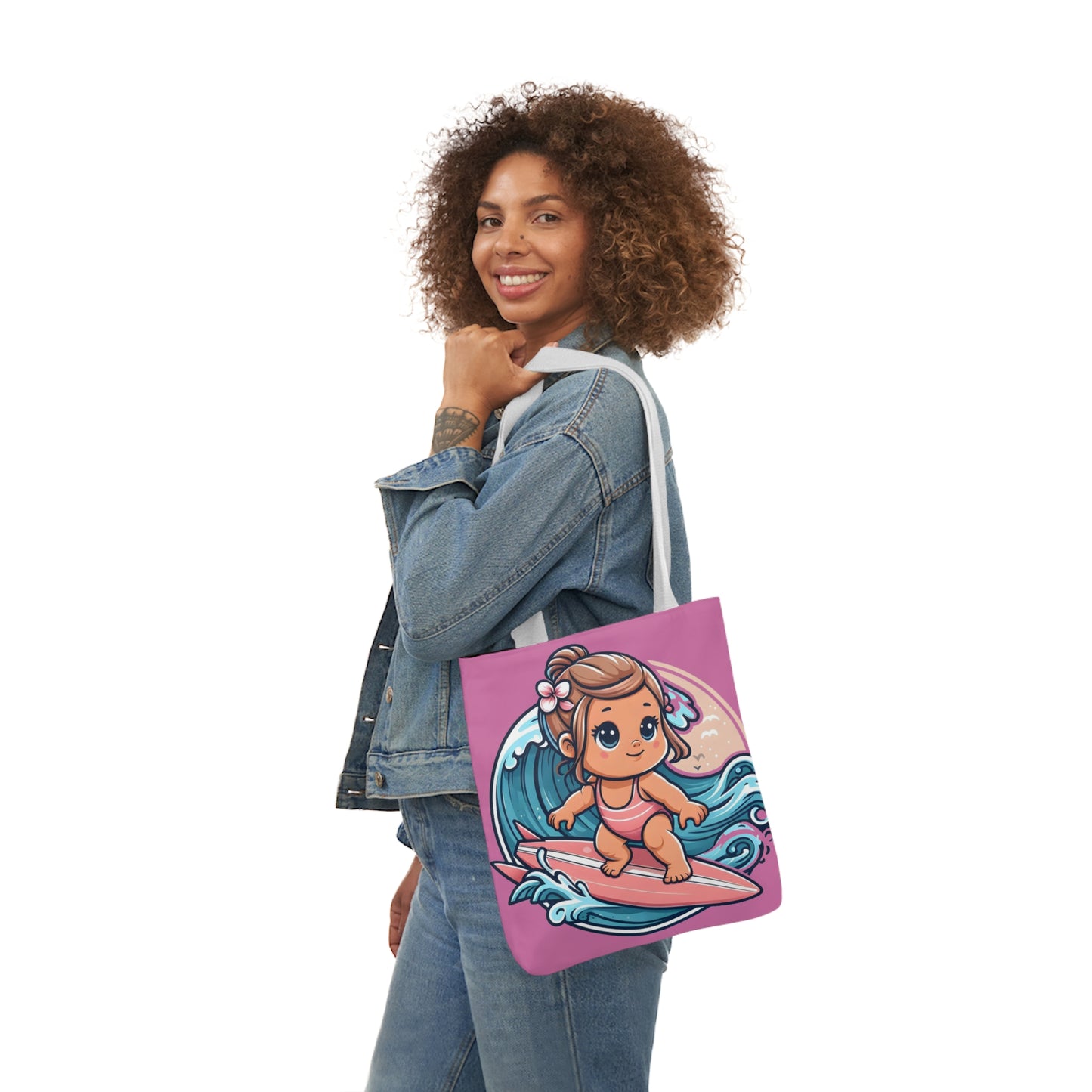 Little Surfer - Canvas Tote Bag, 5-Color Straps