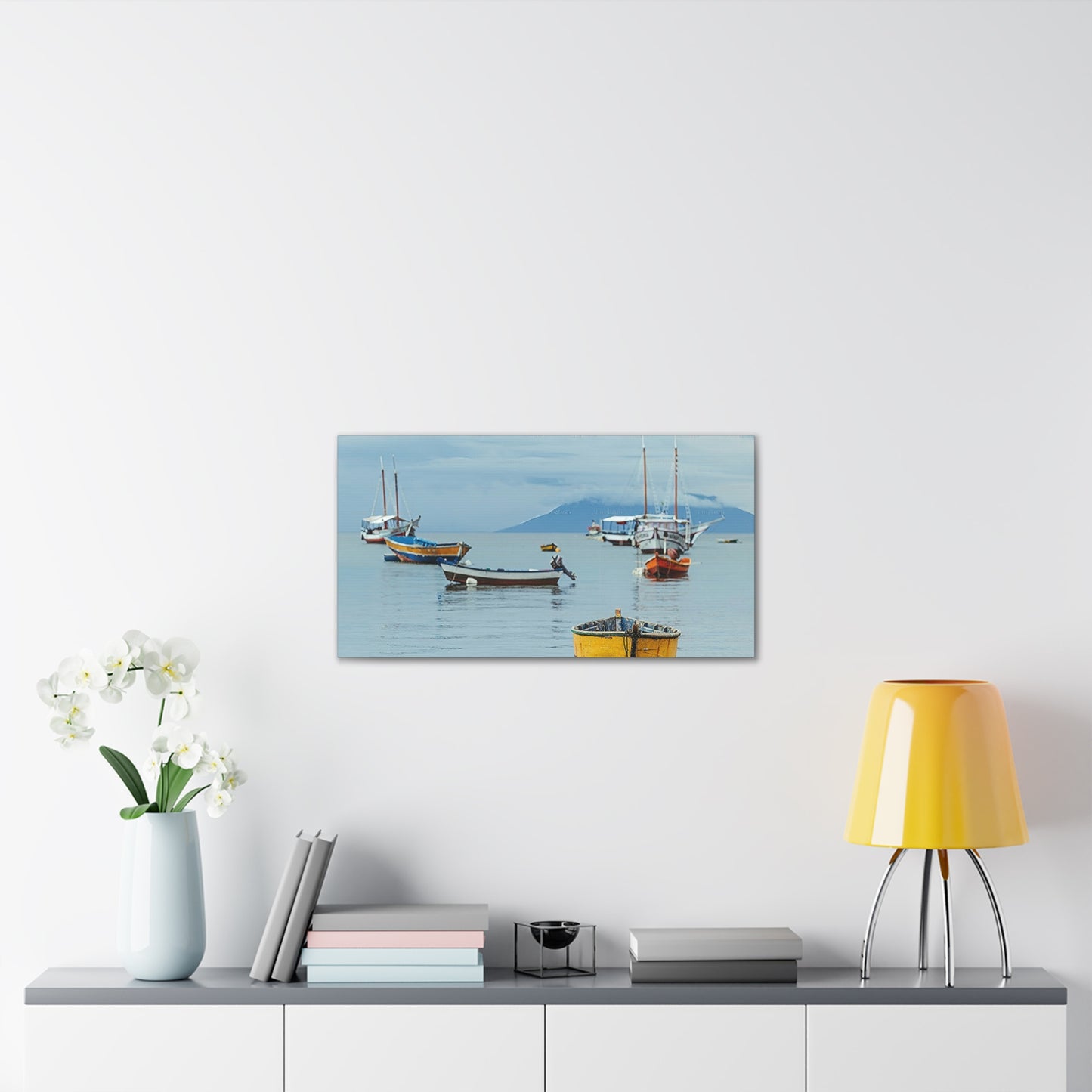 Boats in Harbor _ Canvas Stretched, 0.75"