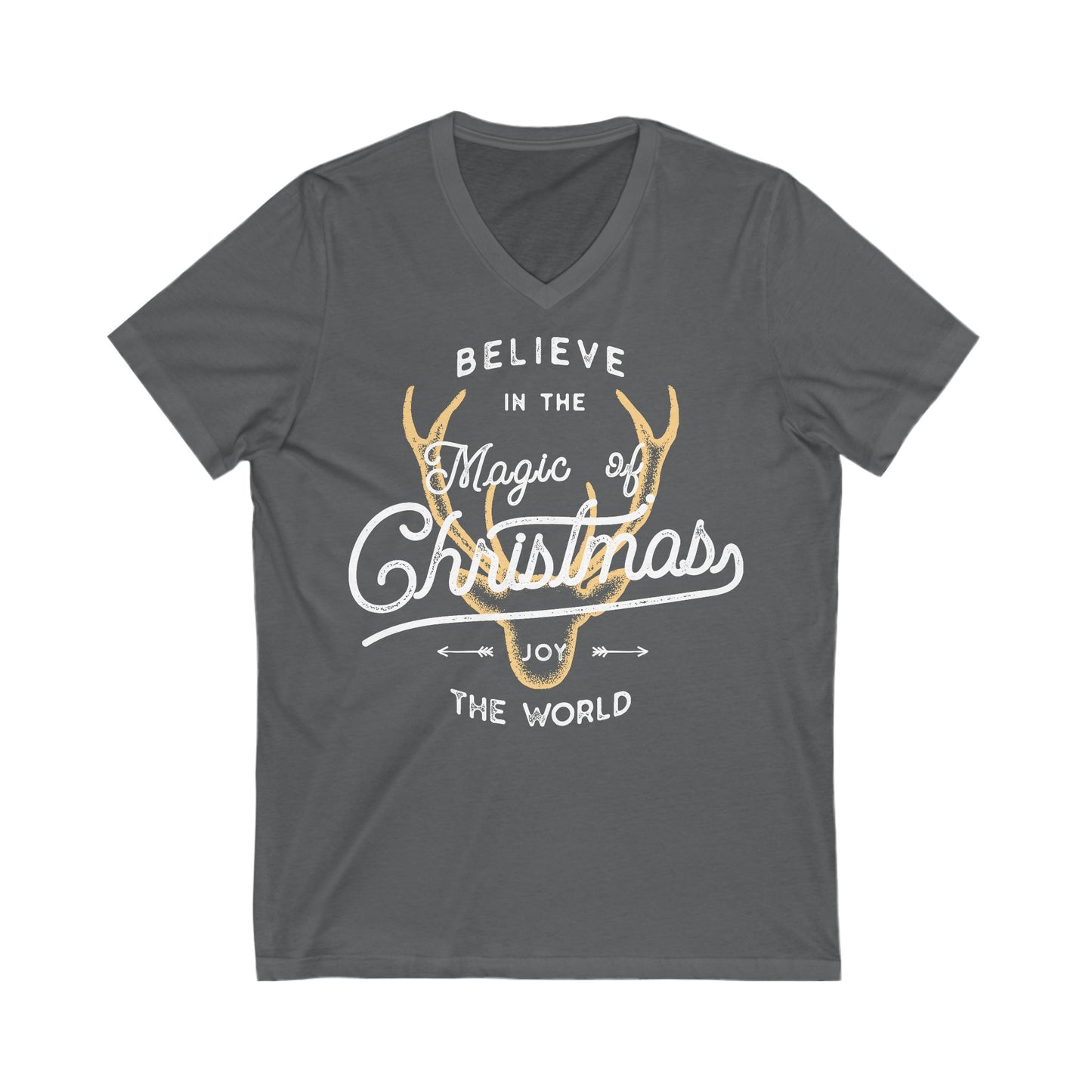 Believe - Unisex Jersey Short Sleeve V-Neck T-Shirts - Christmas