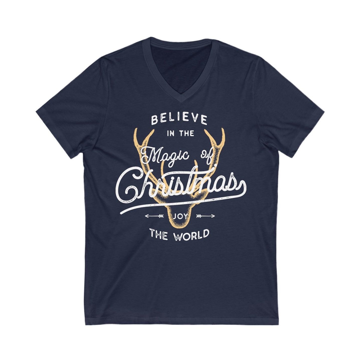 Believe - Unisex Jersey Short Sleeve V-Neck T-Shirts - Christmas