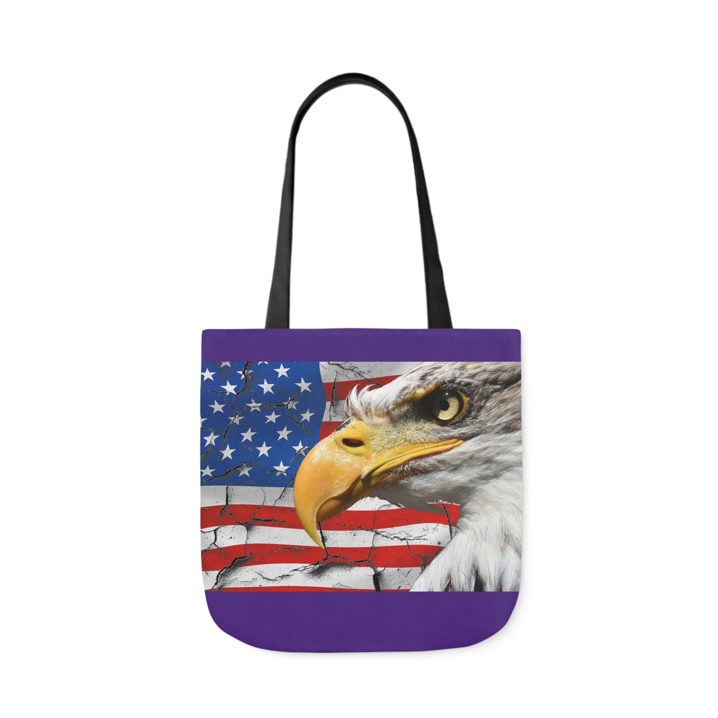 American Eagle - Canvas Tote Bag, 5-Color Straps - Patriotic