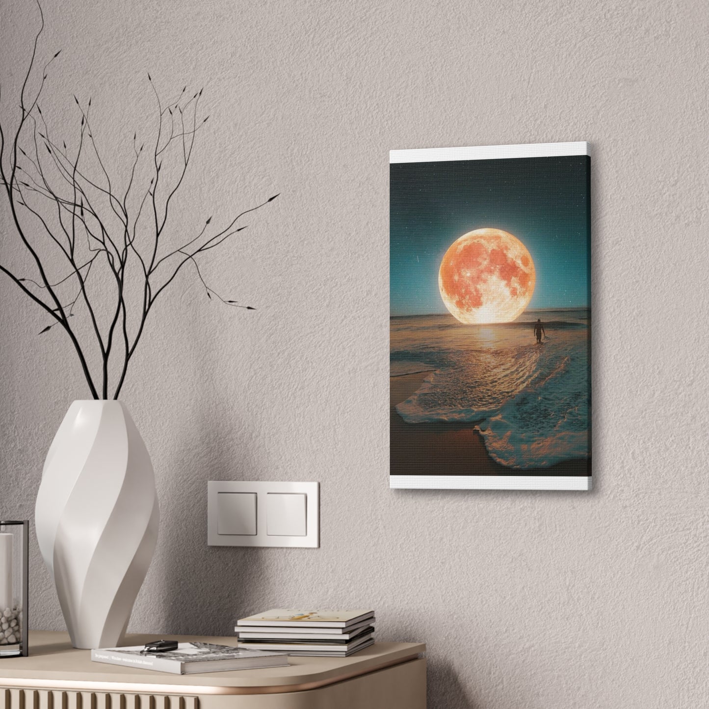 Moon on the water - Canvas Stretched, 0.75"