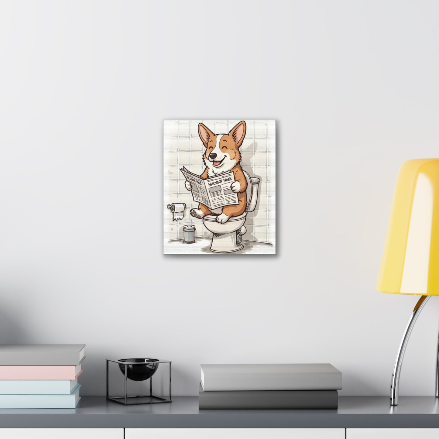 Corgi 0n the Pot - Canvas Stretched, 0.75"- Wall Art - 2026 - Bathroom Humor