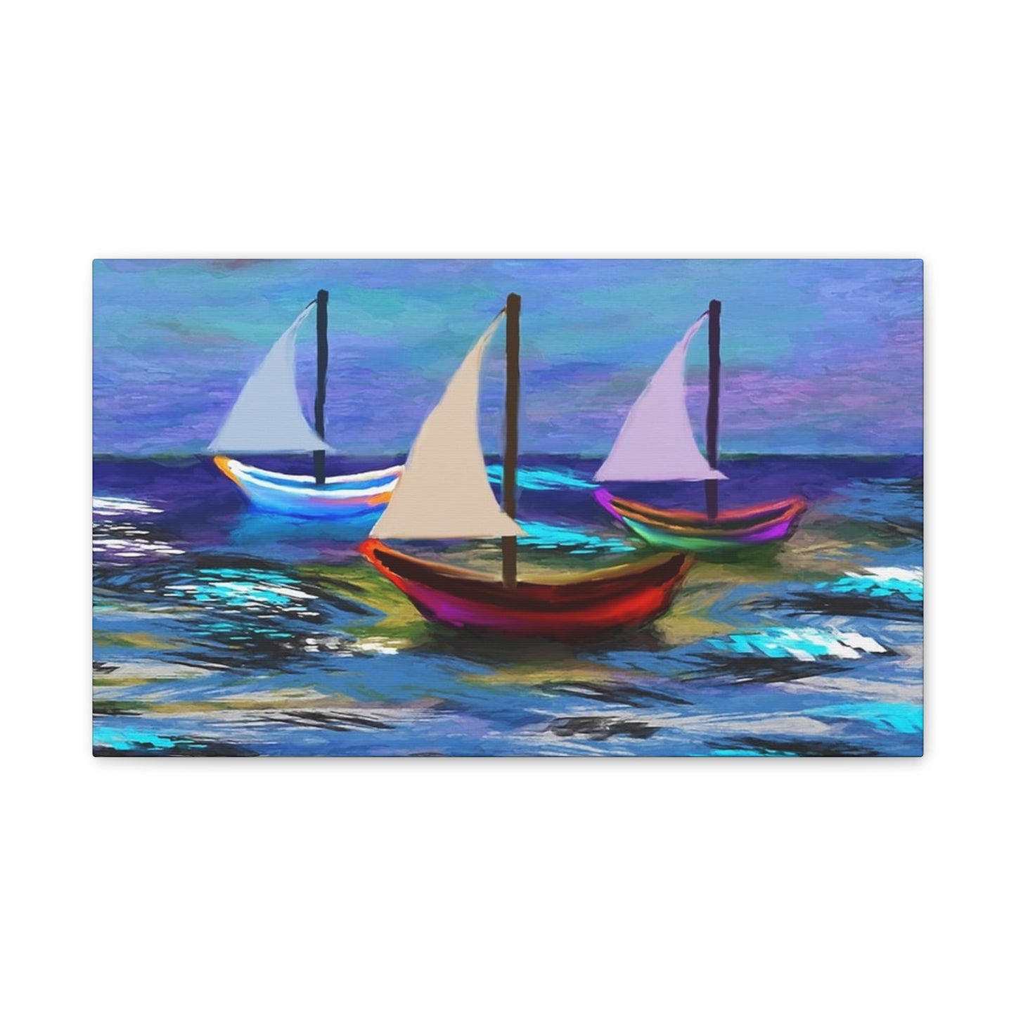 Sail Boats - Pastel _ Canvas Stretched, 0.75"