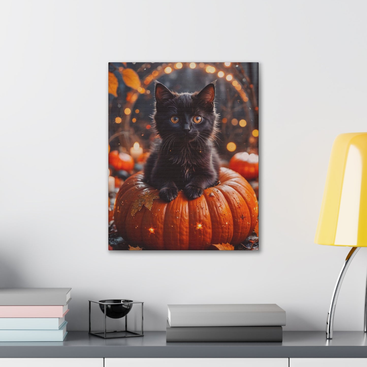 Kitty in Pumkin - Canvas Stretched, 0.75" - Halloween