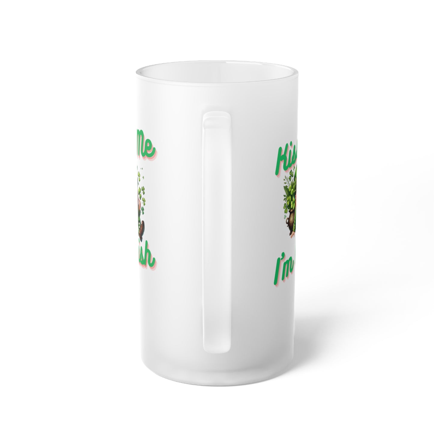 Kiss Me I'm Irish - Frosted Glass Beer Mug - St. Patrick's Day