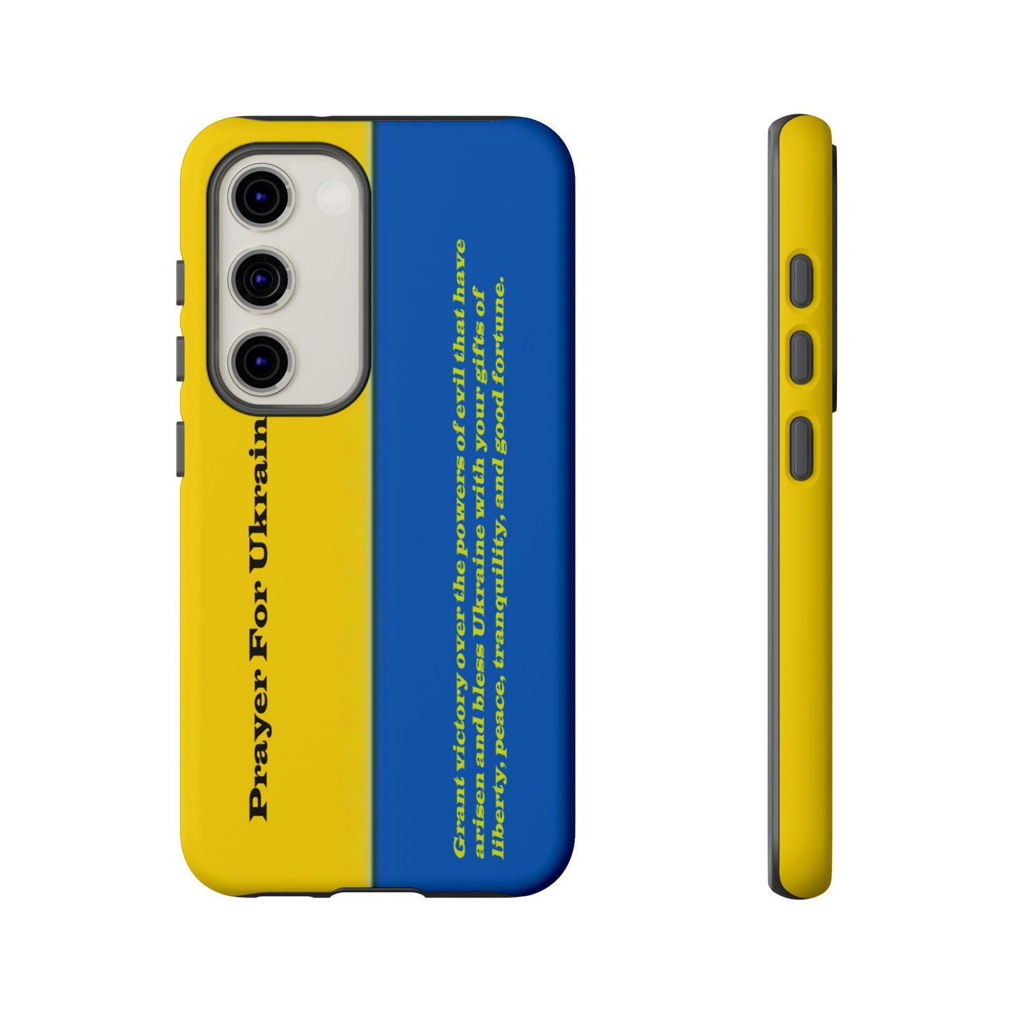 Flag of Ukraine with Prayer - Flag Phone Cases