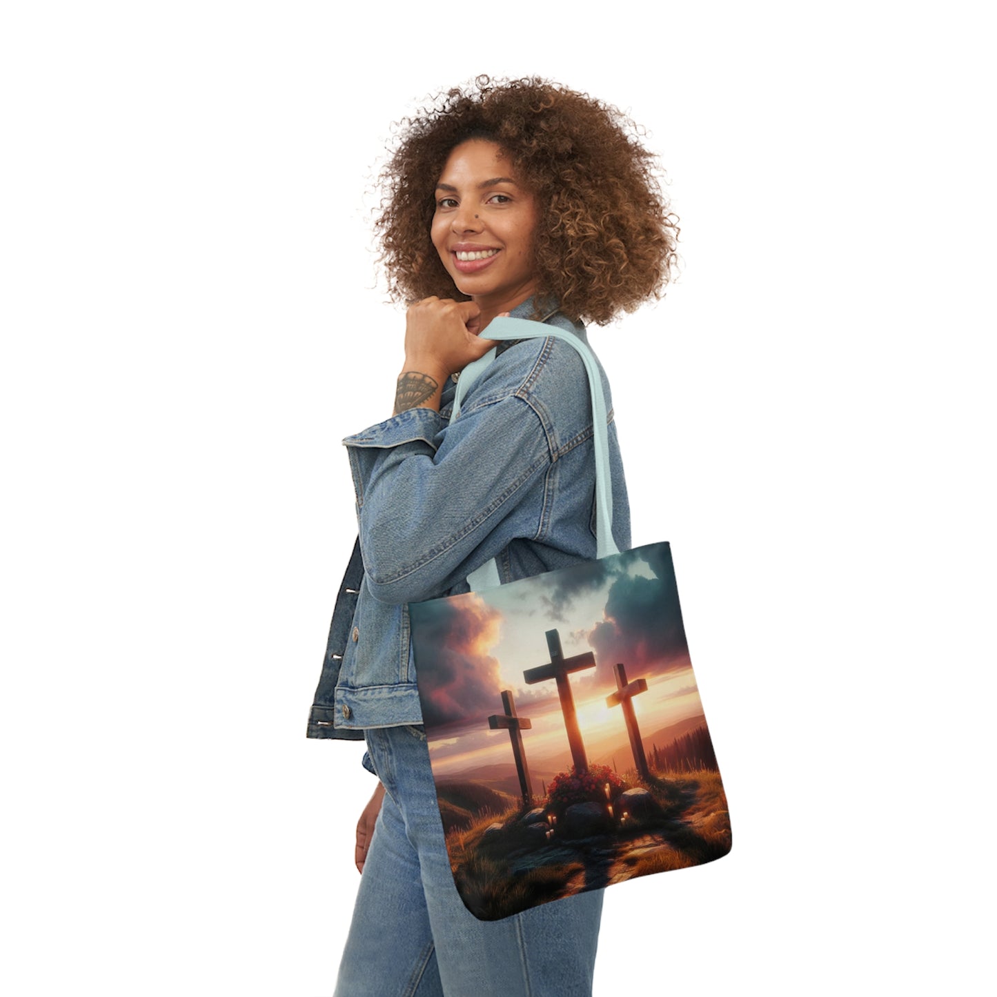 Calvary - Canvas Tote Bag, 5-Color Straps - Easter - Religious