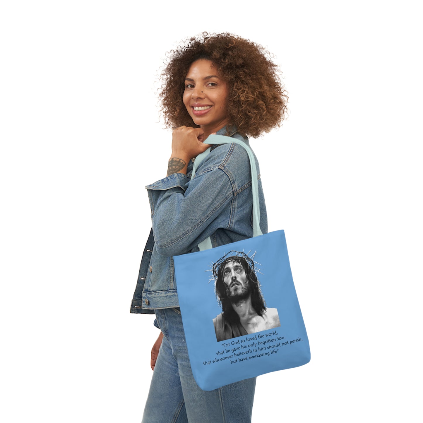 John 3:16 - Canvas Tote Bag, 5-Color Straps - Religion - Easter