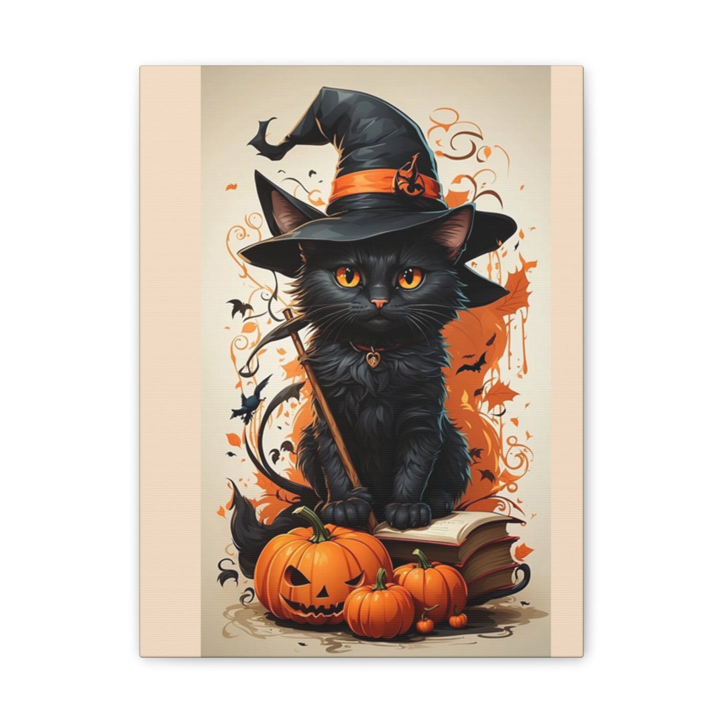 Black Cat - Canvas Stretched, 0.75" - Halloween