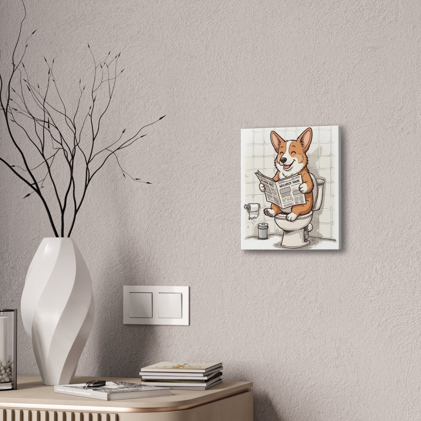 Corgi 0n the Pot - Canvas Stretched, 0.75"- Wall Art - 2026 - Bathroom Humor