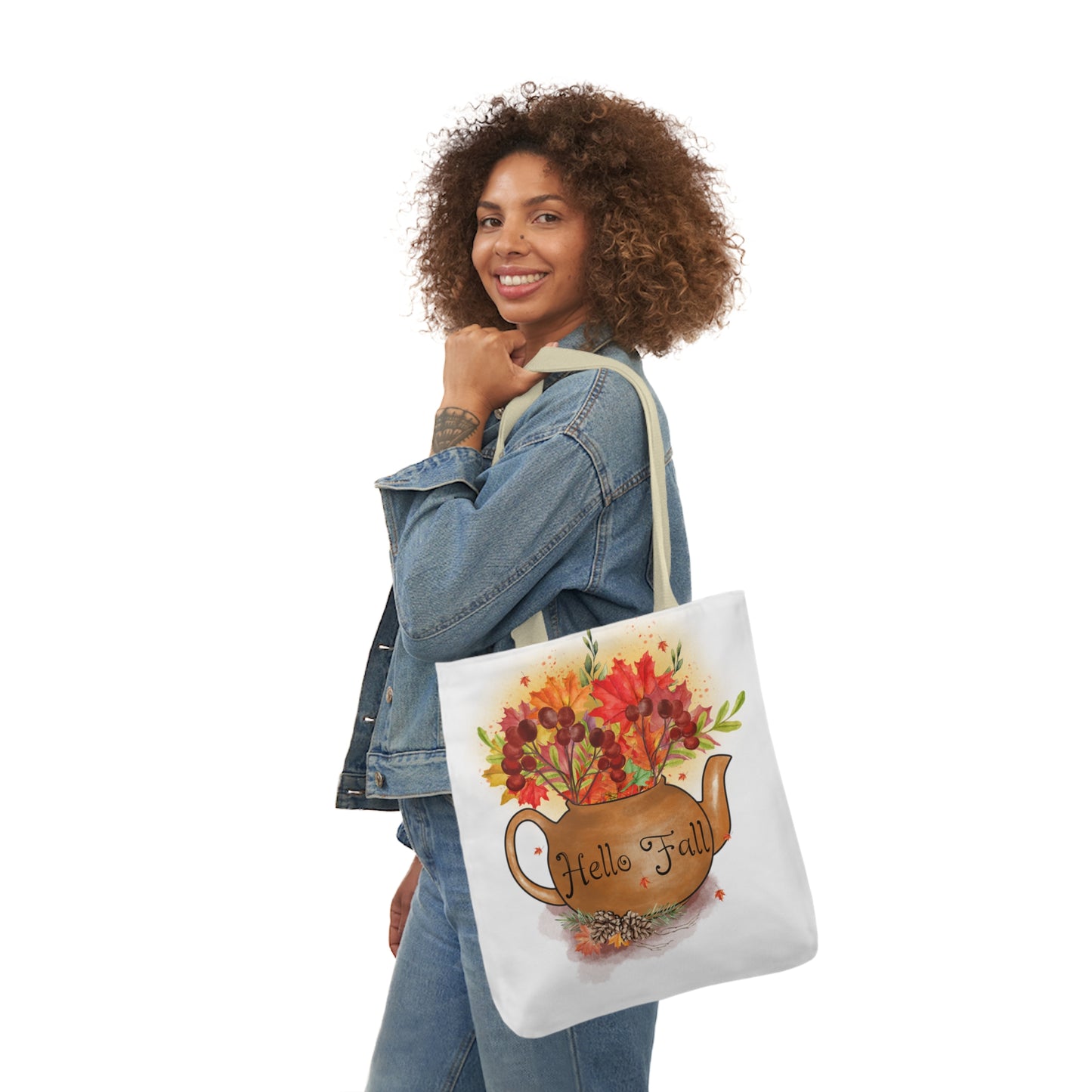 Hello Fall - Canvas Tote Bag, 5-Color Straps