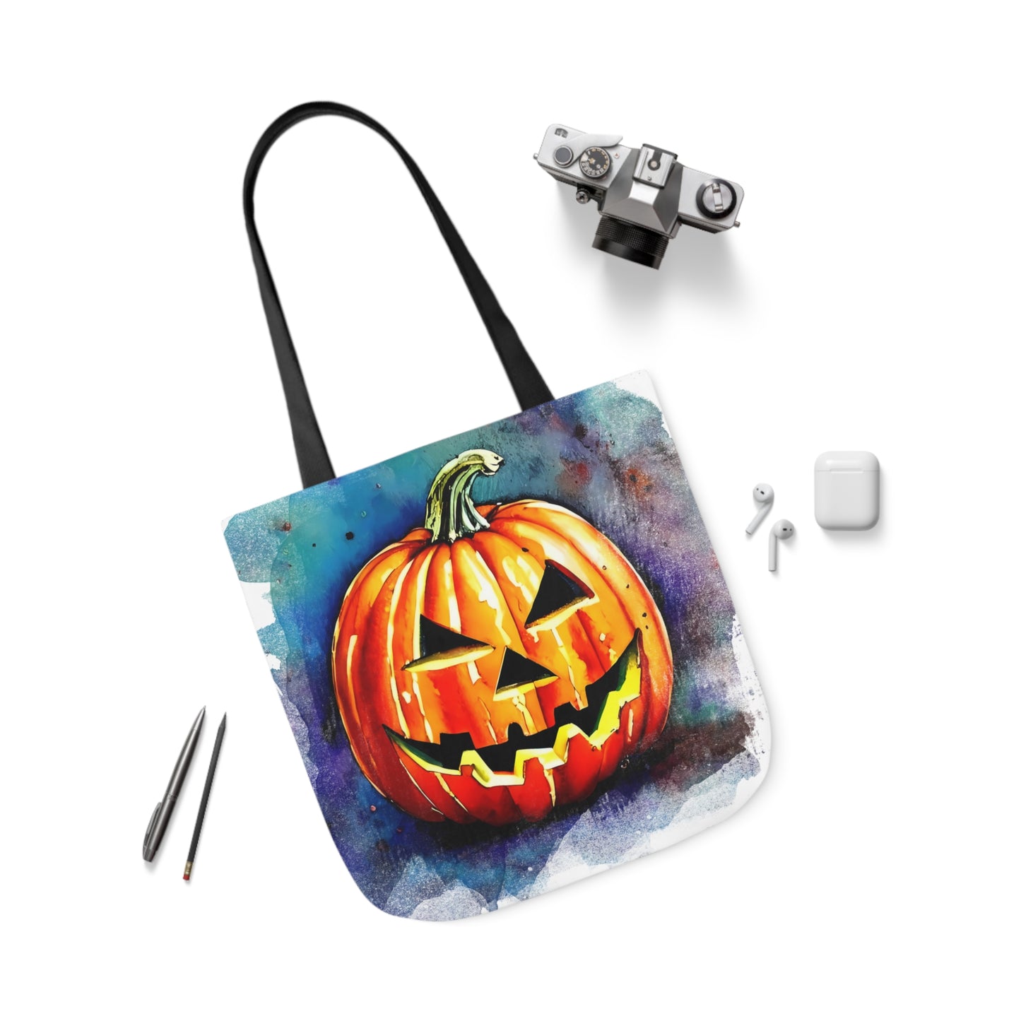 Pumkin Face - Canvas Tote Bag, 5-Color Straps - Halloween