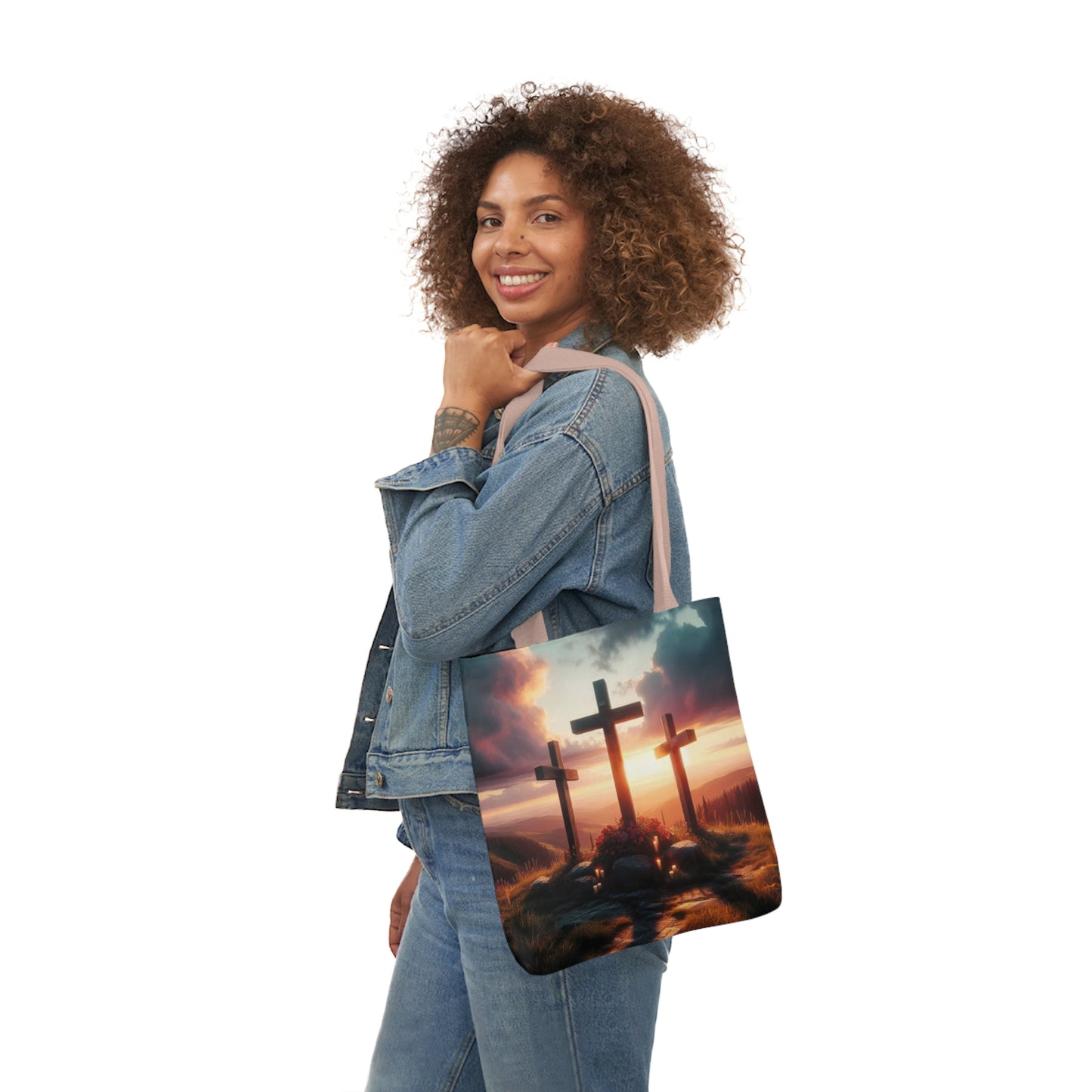 Calvary - Canvas Tote Bag, 5-Color Straps - Easter - Religious