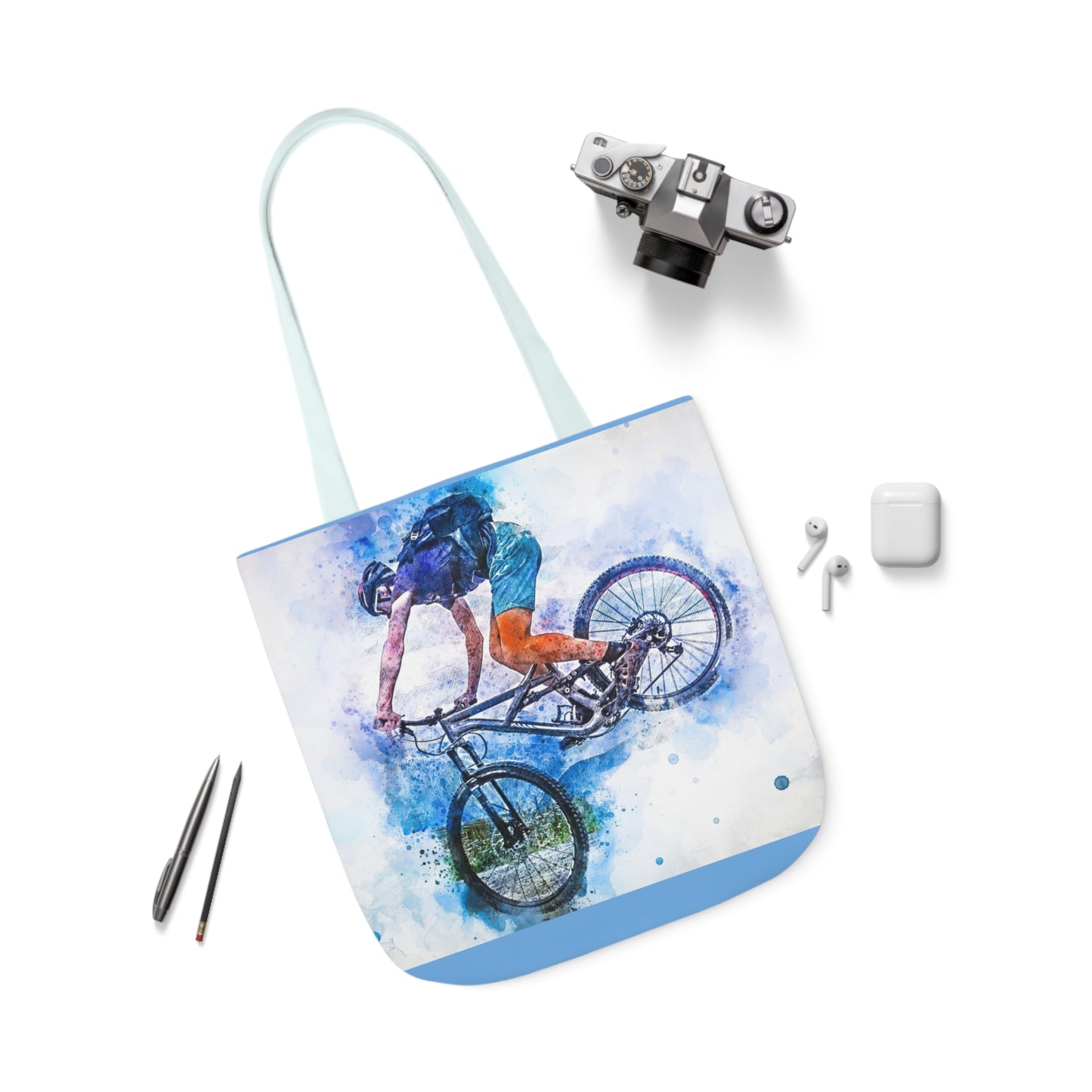 Mountain Bike - Canvas Tote Bag, 5-Color Straps