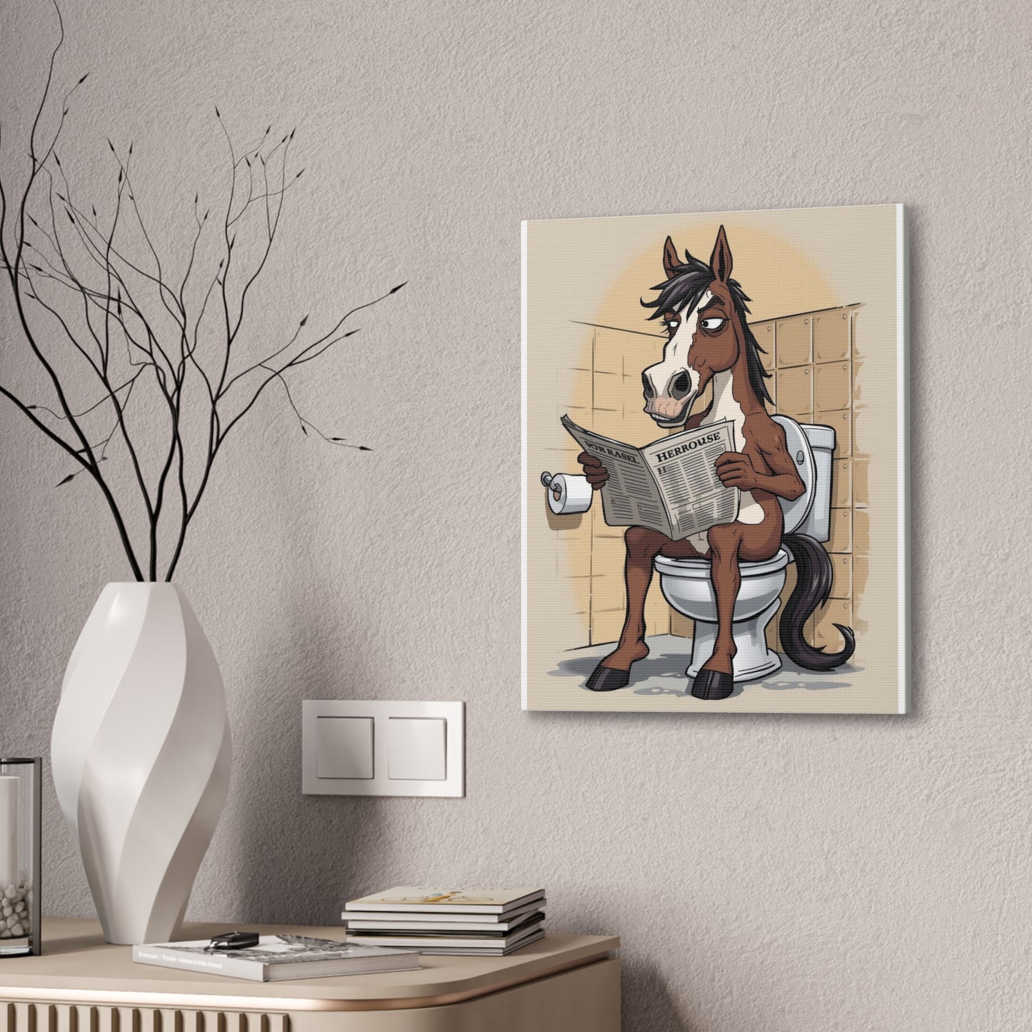 Horse on the can - Canvas Stretched, 0.75" - Wall Art 2026 - Bathroom Humor