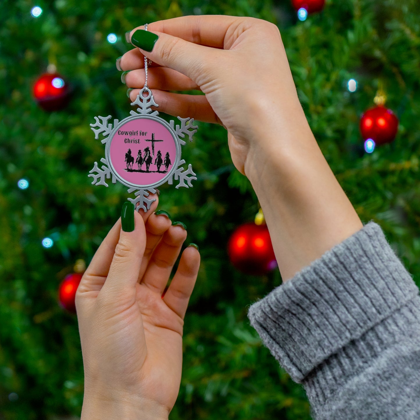 Cowgirls for Christ - Pewter Snowflake Ornament - Easter - Mother's Day