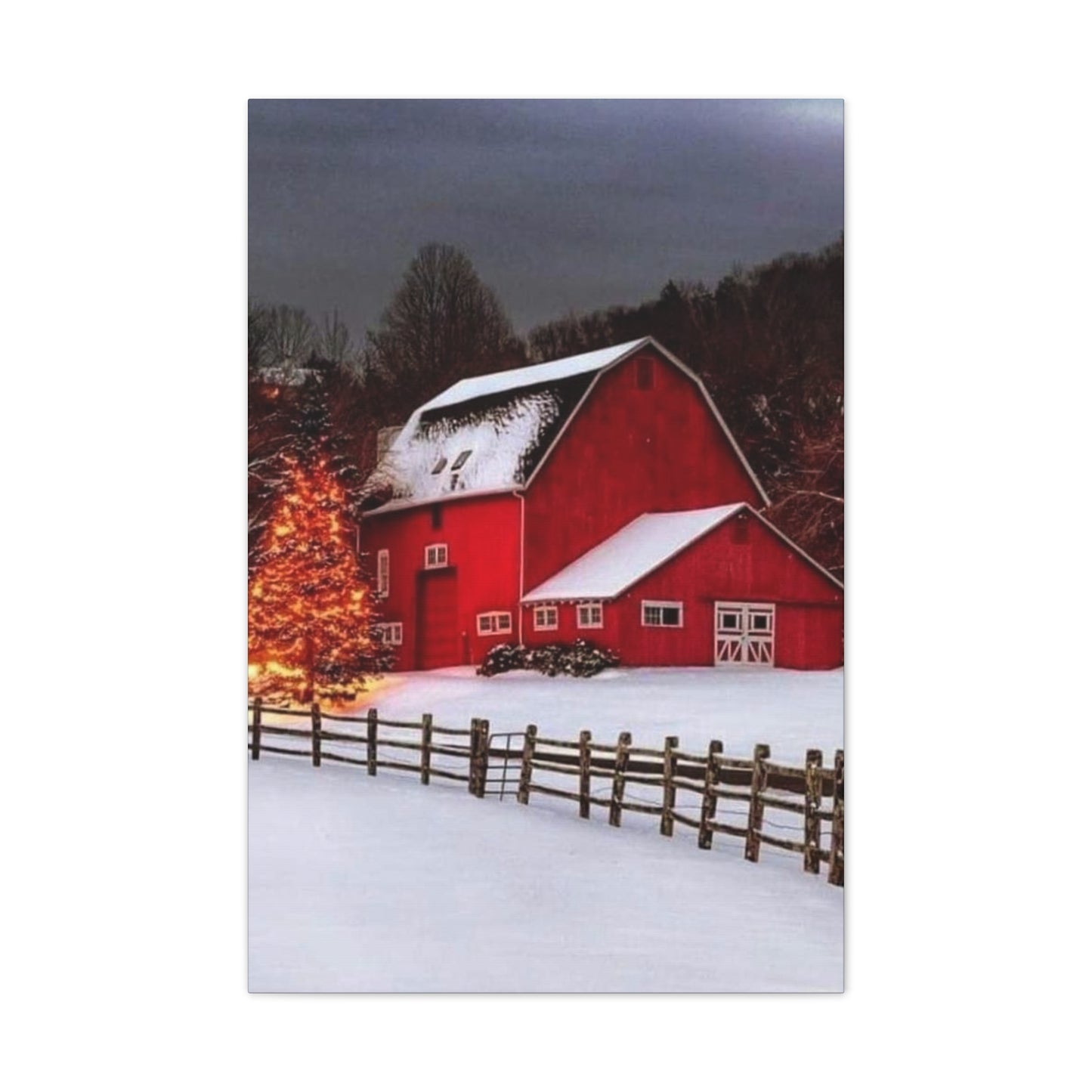 Barn in Winter - Canvas Stretched, 0.75"