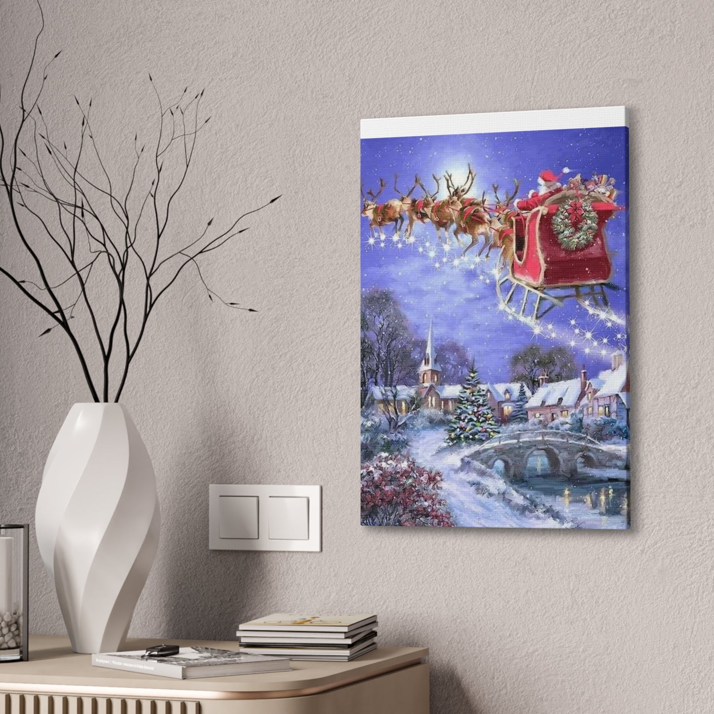 Santa's Coming - Canvas Stretched, 0.75" Christmas