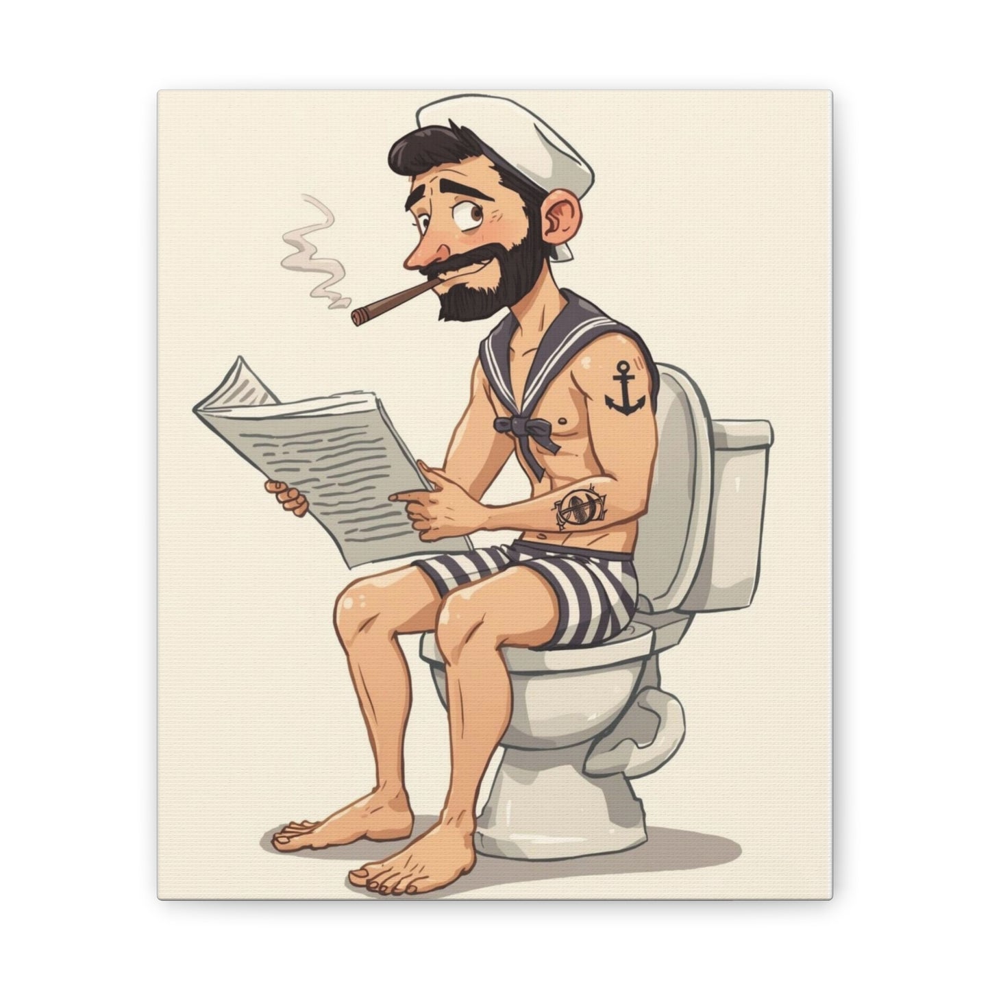 Sailor on the can - Canvas Stretched, 0.75" - Wall Art 2026 - Bathroom Humor