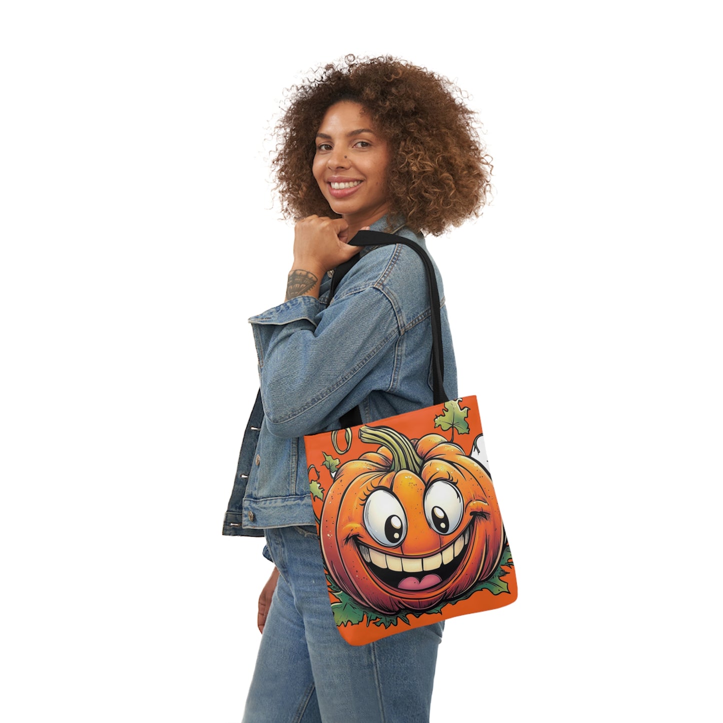 Happy Pumpkin - Canvas Tote Bag, 5-Color Straps - Halloween