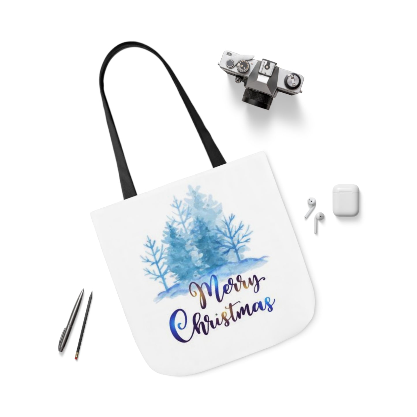 Merry Christmas - Canvas Tote Bag, 5-Color Straps - Christmas